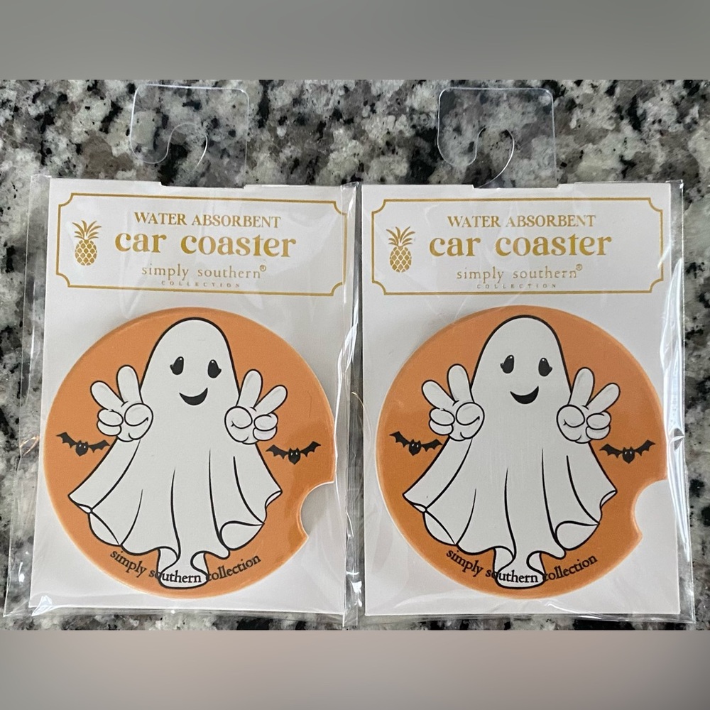 •NIP•Simply Southern Absorbent Stoneware Car Coaster {Set of 2}
